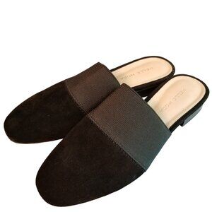 Pelle Moda Lois Black Mule Slides Sandals, Size 5.5 , Suede Style Slip On Slides